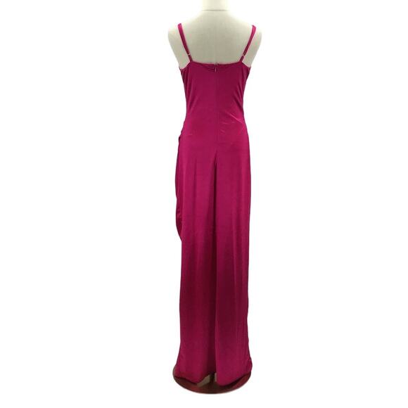 LULU'S sz S Magic Memories Magenta Satin Sleeveless Maxi Dress NEW B45 *flaw - Picture 4 of 12